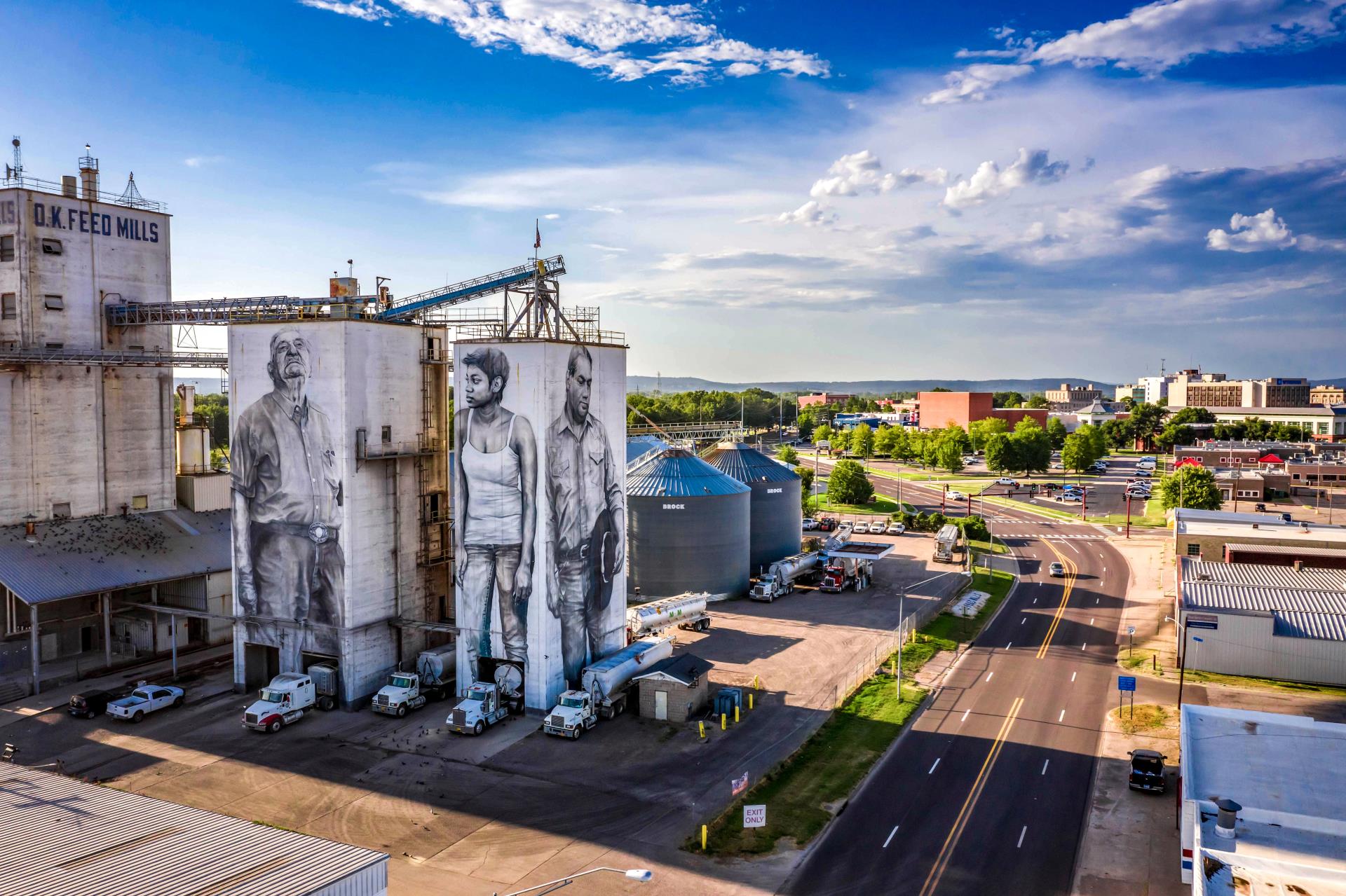 Mural on OK Foods Mill in Downtown Fort Smith